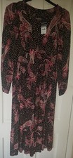 Wallis Ladies Women's Dress Size UK 10 Midi Pink Paisley Pattern New With Tags