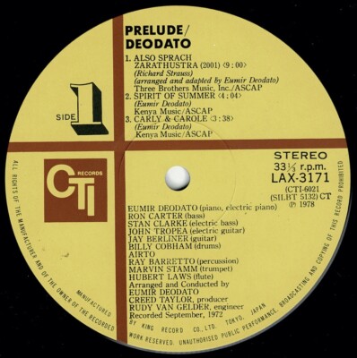Deodato Prelude CTI LAX-3171 OBI JAPAN VINYL LP JAZZ | eBay