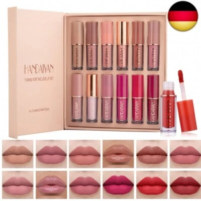 Olasfa 12 Farben Lippenstift Matt Lipgloss Set Wasserfest Flüssiger Lippenstift