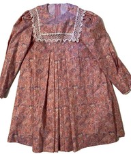 Ruth of Carolina Girls Dress Big Collar Muave Pink Sz 6 Vtg 80s 90s