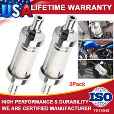 3/8" Universale Fuel Filter Kit Clear Glass Chrome Inline fit Hose Performance 2