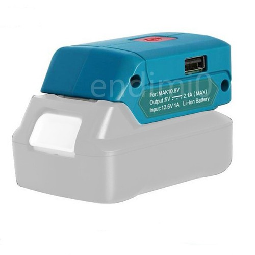 per Makita 10.8V/12V BL1040B/1021B Slider Li-ion Batteria Adattatore USB con LED da 140lm - Foto 3 di 5