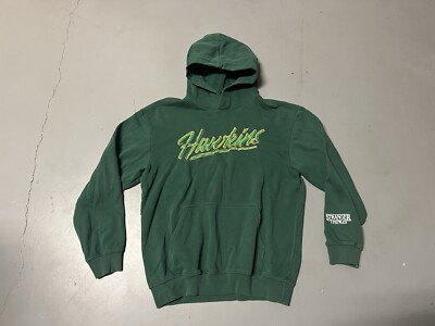 Stranger Things Hawkins High Green H&M Hoodie Size Small Jacket