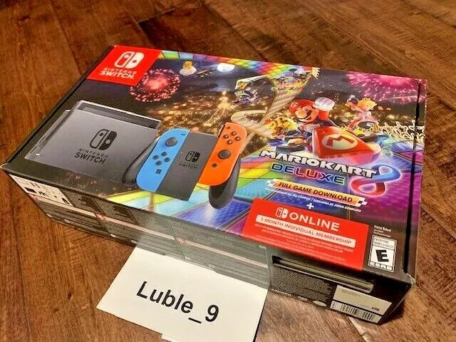 Nintendo Switch Console Bundle with Mario Kart 8 Deluxe Game & Nintendo Switch Online 3-Month Individual Membership