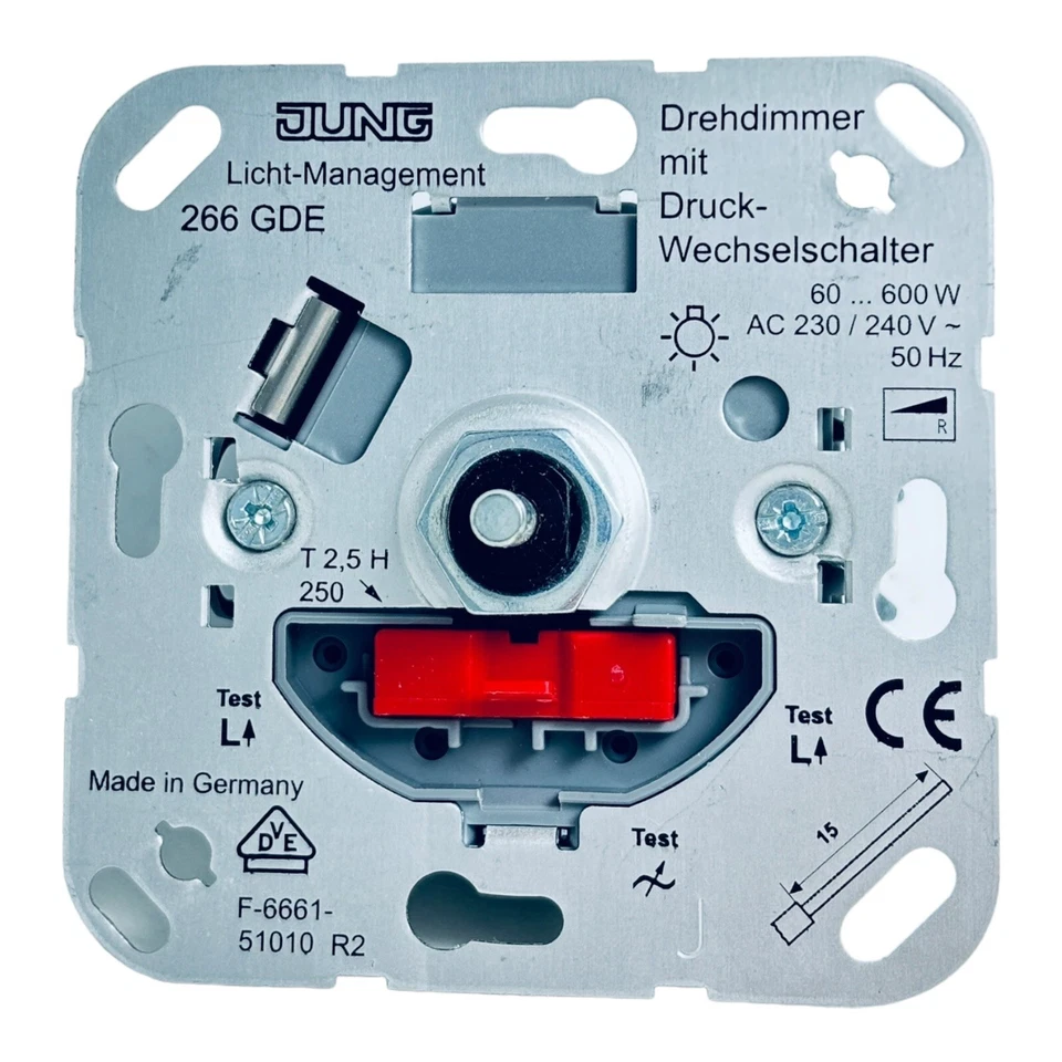 Jung 266 GDE Drehdimmer 60-600W mit Druck-Wechselschalter / 266 G DE / 266GDE - Bild 3 von 3