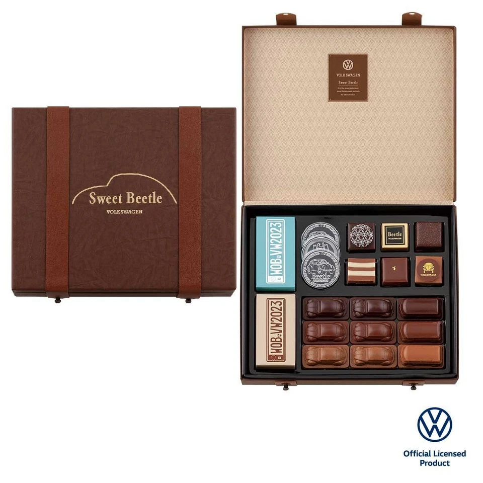 ¡Impecable!! Morozoff Chocolate y VW Beetle 2023 ¡con juego de fundición a presión de remolque! Foto 2 de 4