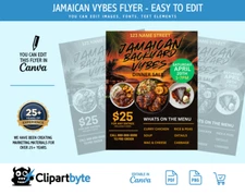 Editable Food Flyer Template, Jamaican-Inspired Design, Caribbean Catering Flyer