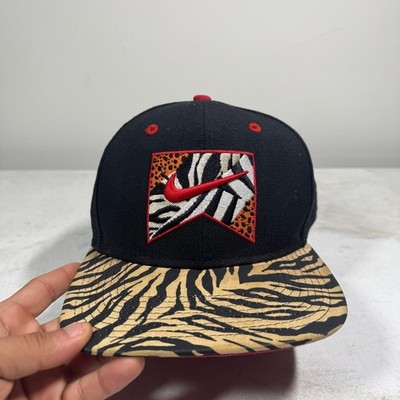 Vintage Nike Snapback Hat Multi Animal Print Black Red 616227-010 One Size