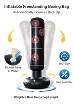 Saco de Boxeo Inflable Independiente de 5 pies (160 cm) para Adultos con Zonas Objetivo