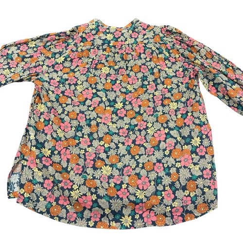 TROVATA BIRDS OF PARADISE NAVY FLORAL POPOVER BLOUSE LARGE - Picture 6 of 8