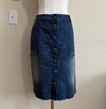 LL Bean Signature Denim Skirt Womens 12 Large Cottage Outdoor Classic Cotton