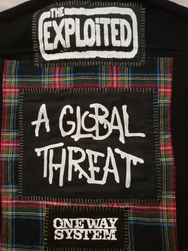 DIY Punk Denim Vest Medium A GLOBAL THREAT, SPECIAL DUTIES, 4 SKINS, INFA RIOT image 2