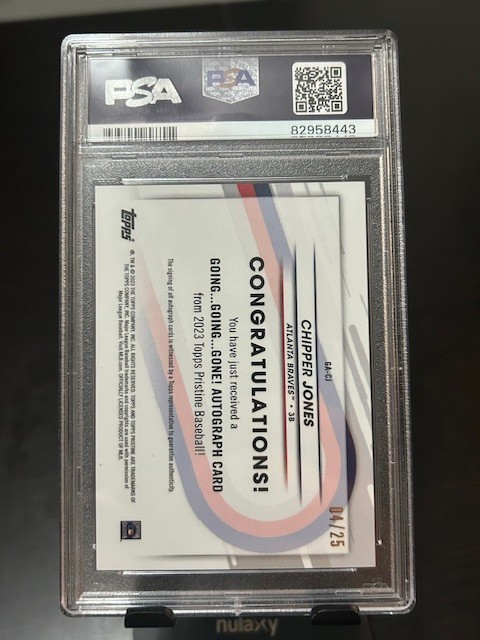 2023 Topps Finest Chipper Jones Going, Gone! Refractor AUTO /25 PSA 10 Braves view 2
