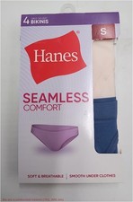 Hanes Girls' 4pk Tween Seamless Bikini Underwear - Blue/Pink S: Lightweight K...