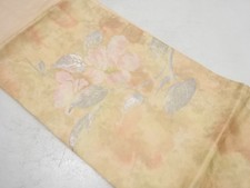 7294011: JAPANESE KIMONO / NAGOYA OBI / SILK / WOVEN FLOWERS