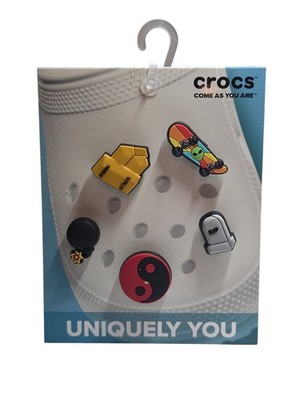 Authentic Crocs Jibbitz Sk8r Boi 5-Pack Charms - Skateboard, Bomb, Yin Yang, RIP