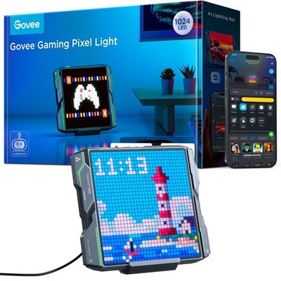 Govee Gaming Pixel Light, RGBIC LED Panel with Real-time Info Display, 150+ S...