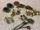 Lot of 6 Pairs Vintage Costume Jewelry Earrings Twist/clasp 3 Retro Bobbie Pins