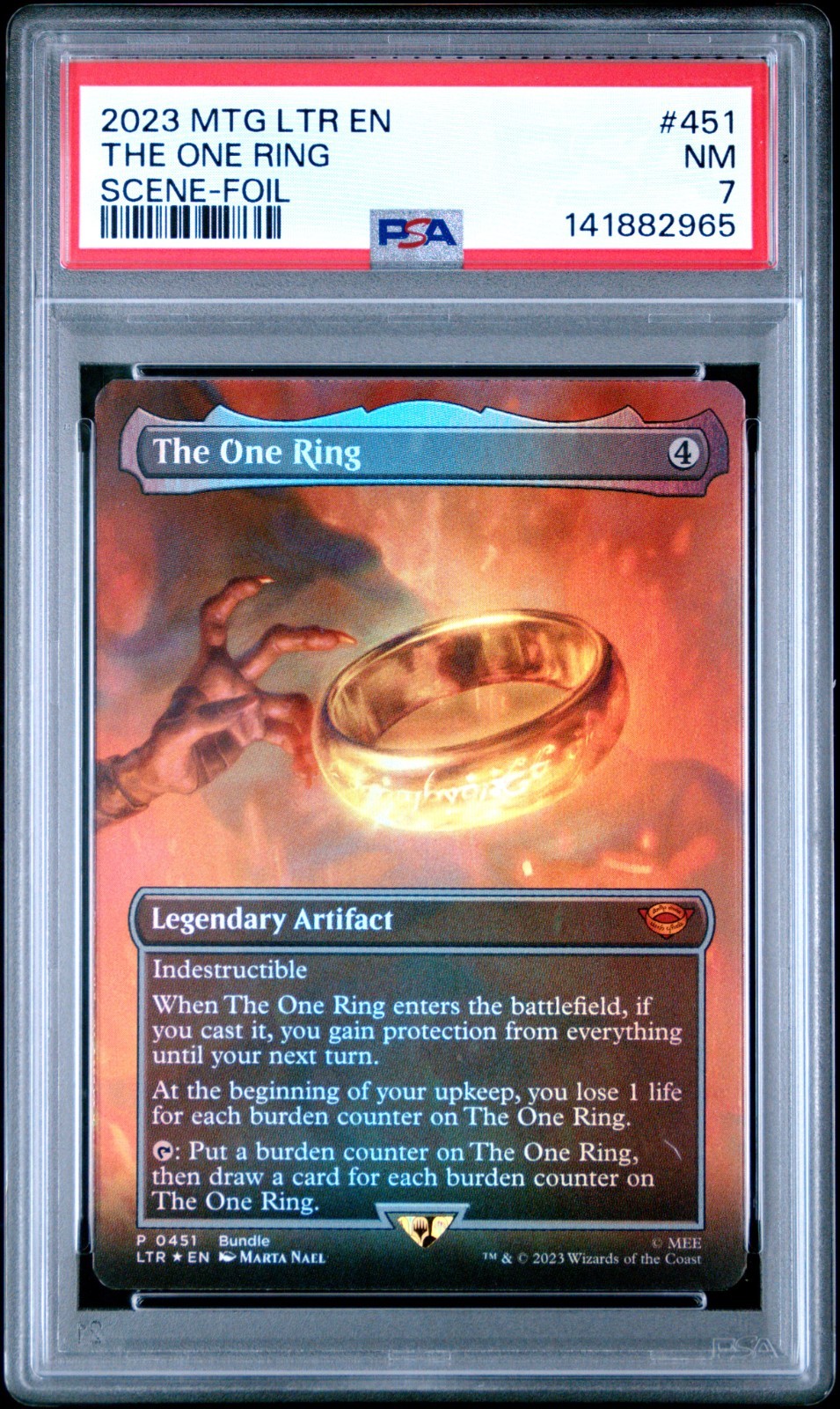 2023 Magic The Gathering Lord Of The Rings The One Ring #451 PSA 7 Scene-Foil view 1