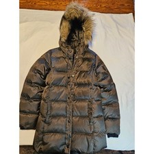 GAP KIDS Puffer Coat With Fur Trimmed Hood Dark Brown Winter Jacket XXL Regular
