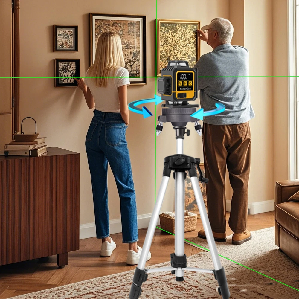 Laser level pole telescoping with electric rotating base 13.8 feet/4.2M laser...