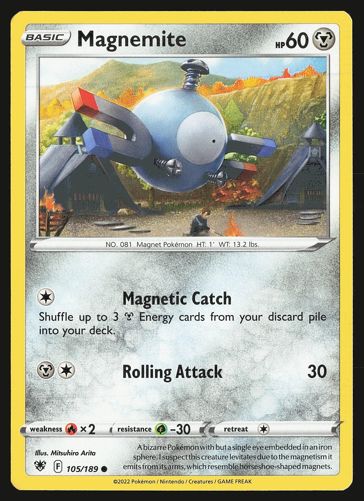 SWSH10: Astral Radiance Magnemite #105/189 Common Pokemon Card