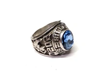 Balfour Siloam Springs Arkansas 2020 Class 925 Silver Ring 15g Blue Stone Sz 7.5