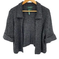 Ralph Lauren Exclusive Silk Cashmere Cardigan Sweater Short Sleeve Womens Large