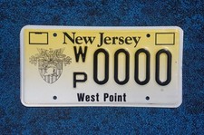 New Jersey WEST POINT Sample License Plate