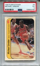 1986 Fleer Michael Jordan Rookie Card PSA 5 Graded Sticker #8. rookie card picture