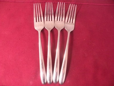 Set Of 4 Hampton Silversmiths Slope Stainless Dinner Forks Glossy 8'' .