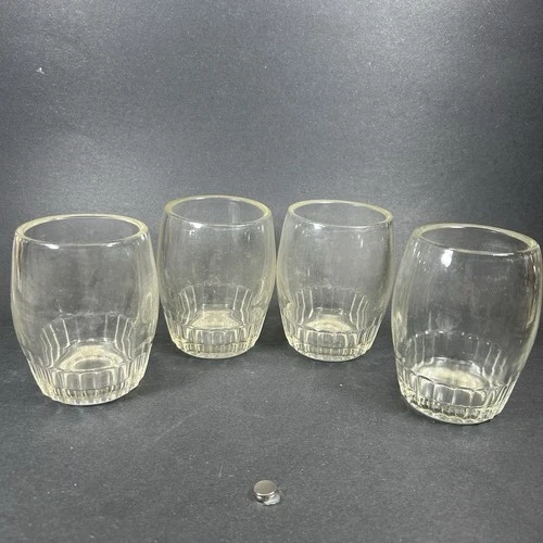 Vintage Federal 8 oz. Ribbed Barrel Tumbler Set 8 oz Lot of 4  3.75"Discontinued
