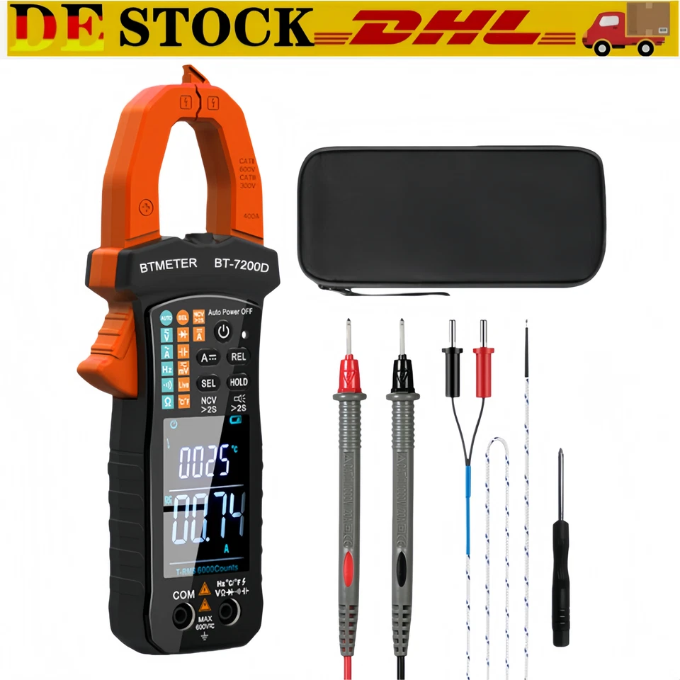 BTMETR TRMS AC/DC Zangenmultimeter Auto 60A/400A Stromzange 600V NCV Amperemeter - Bild 1 von 4