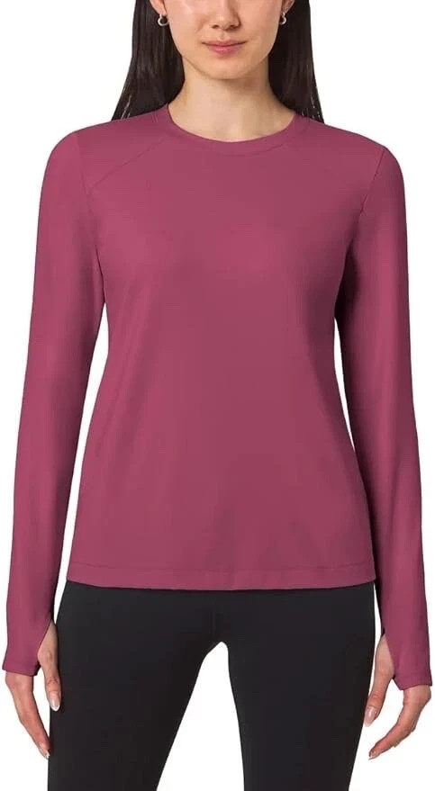 Mondetta Women's Long Sleeve Active Top with Thumb Holes Raspberry, S