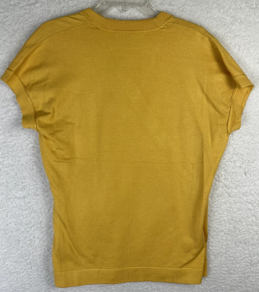 Blusa Ellen Tracy para mujer talla L amarilla vintage manga corta mezcla de seda envolvente nueva con etiquetas Foto 2 de 4