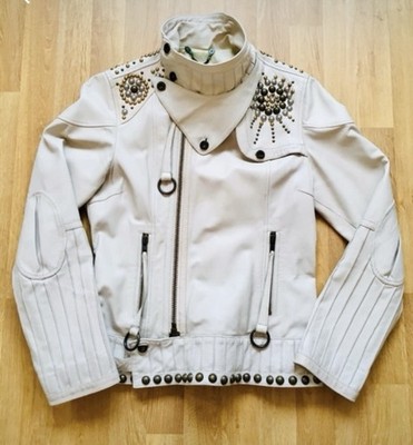 Wunderschöne  Bikerjacke von Diesel in Creme-Beige mit Nieten & Schmuckdetails