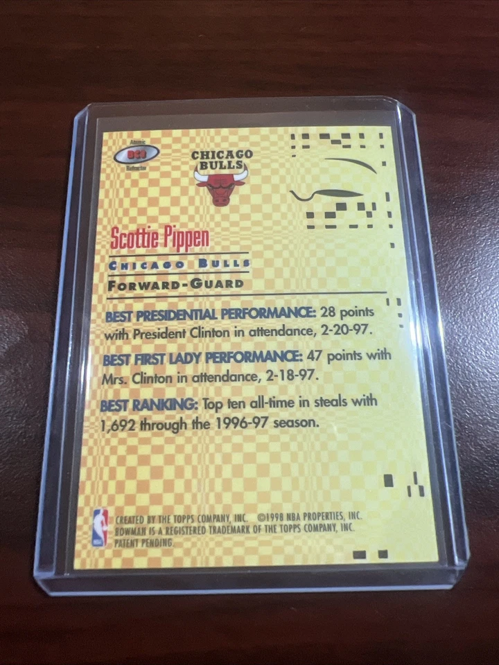 1998-99 Bowman's Best Scottie Pippen Best Cuts REFRACTOR Atomic BC3 Bulls - Image 2 of 2