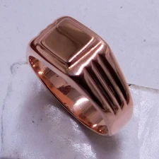 Copper Designer Textured Signet Casting Band Ring New Arrival Men's Gift Jewelry