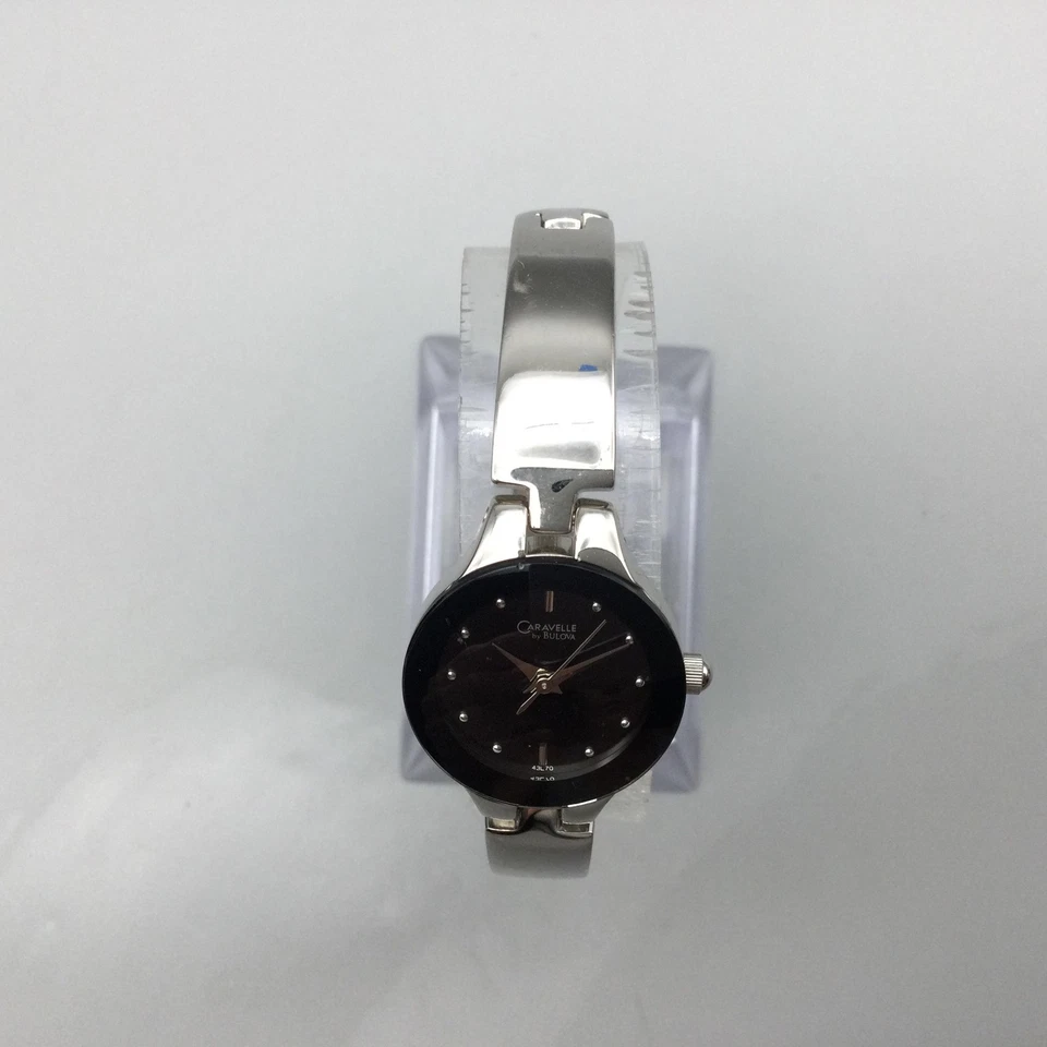 Reloj Caravelle Bulova Mujer 20mm Esfera Negra 43L70 Brazalete Batería Nueva 6" Foto 3 de 4