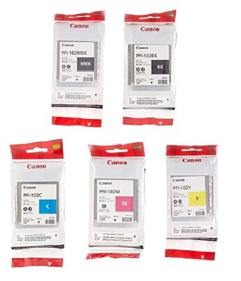 Original Tinte Canon iPF510 iPF600 iPF610 iPF710 iPF720 / PFI-102 MBK BK C M Y