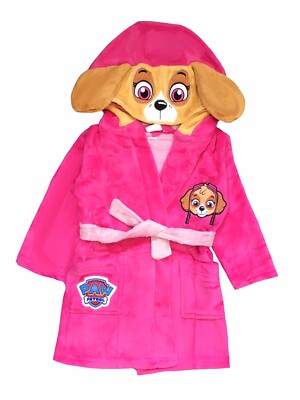 Girls Robe Paw Patrol Dressing Gown Skye Pink Bathrobe Hooded Size 18m  24m