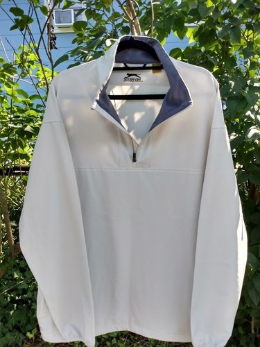 Men's Slazenger Golf Pullover Long Sleeve Quarter Zip White Ivory Cream XXL