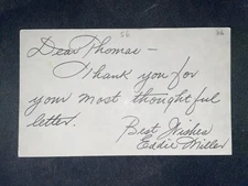 1936 REDS: Eddie Miller, SIGNED 3x5 (JS), Died 1997