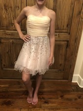 Prom or Formal Dress short Size 6 Pink With Silver Beads EUC ballet pink
