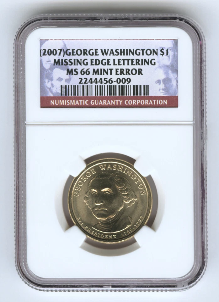 2007 $1 Washington Mint Error NGC MS 66 Missing Edge Lettering Rare Proof-Like - Image 2 of 4