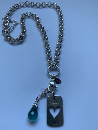 Silver Tone Thick Rolo Chain Necklace 