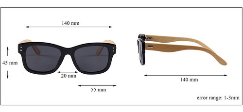 RICH&RARE (RR44)Sunglasses Black/Yellow Wood Bamboo frame W/Gold mirror Lens - Picture 6 of 8