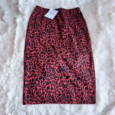 Pencil Skirt Red Leopard Print Skirt Zara NEW ZARA MULTI COLOR RED