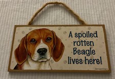 A Spoiled Rotten Beagle lives here Dog Sign 5"x10" Wood Plaque New