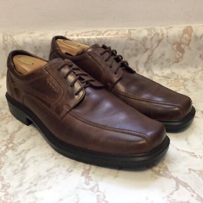 Ecco Shock Point Shoes Brown Leather Bicycle Toe Mens Size US